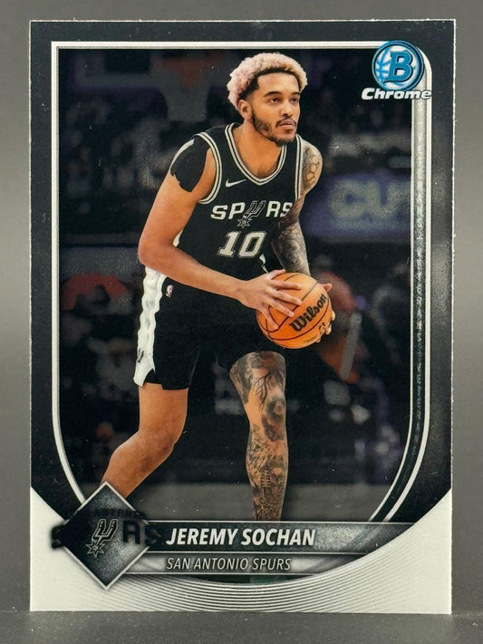 Jeremy Sochan San Antonio Spurs Bowman Chrome trading card.