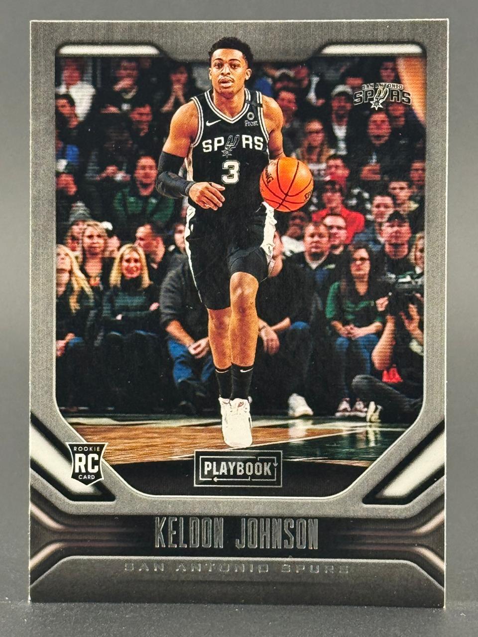 Keldon Johnson 2019-20 Panini Playbook Rookie Card #3, San Antonio Spurs.