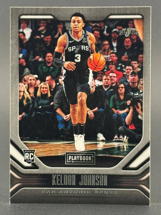 Keldon Johnson 2019-20 Panini Playbook Rookie Card #3, San Antonio Spurs.