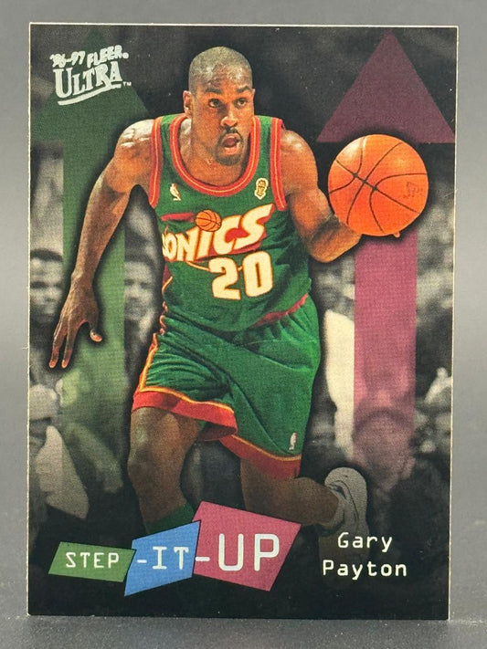 1996-97 Fleer Ultra Gary Payton Step It Up trading card.