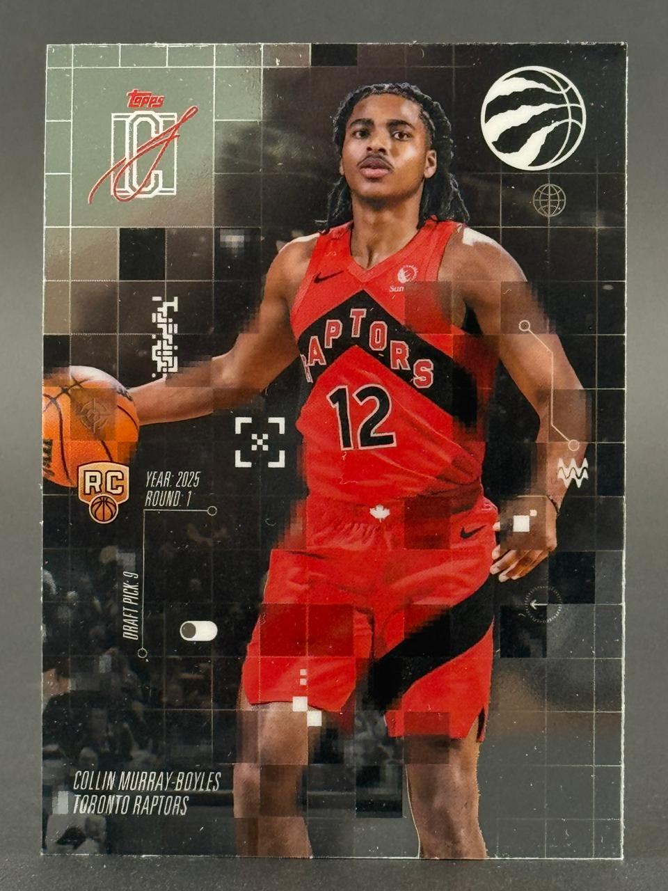 Collin Murray-Boyles 2025 Topps card with Raptors uniform, holding a basketball.