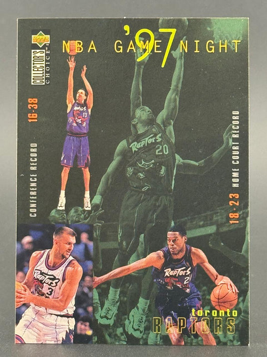 1996-97 Upper Deck Collector's Choice NBA Game Night Toronto Raptors basketball card.