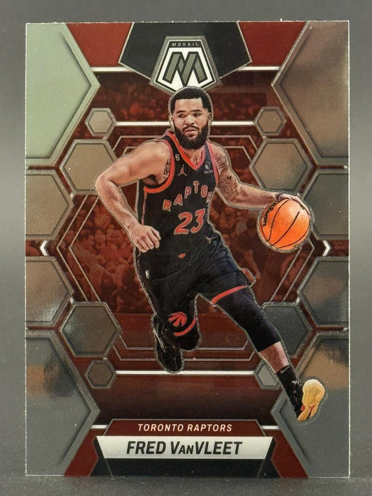 Fred VanVleet Toronto Raptors basketball trading card with a Mosaic set design.