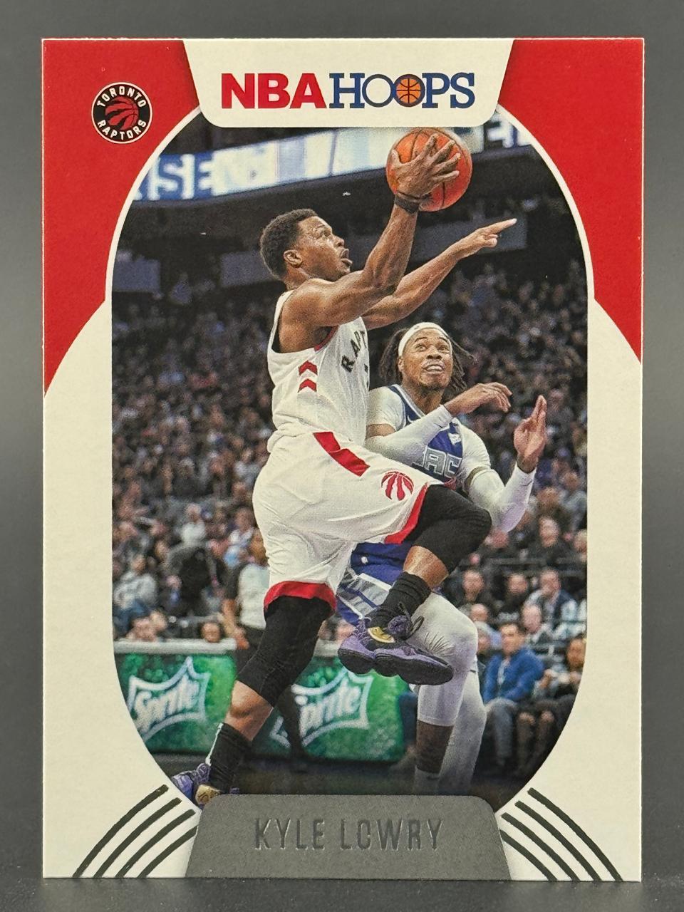 Kyle Lowry 2019-20 NBA Hoops basketball card, shooting over a defender.