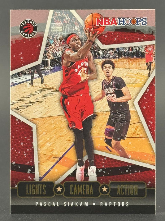 Pascal Siakam 2019-20 NBA Hoops Lights Camera Action trading card, Raptors.