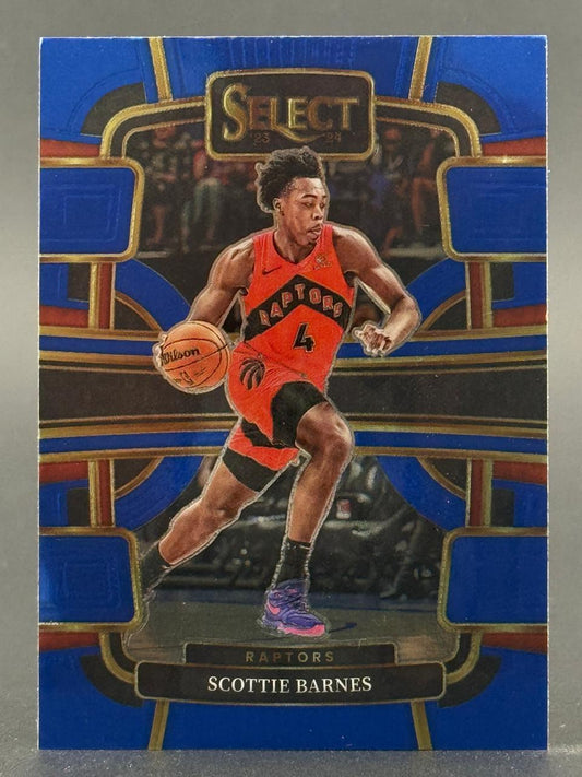 2023-24 Panini Select Scottie Barnes basketball card #4 in Raptors uniform.