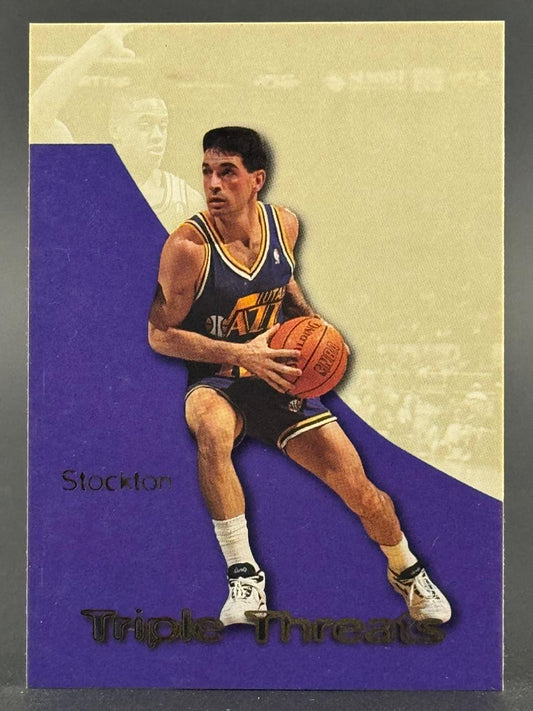 John Stockton Utah Jazz Triple Threats basketball card.
