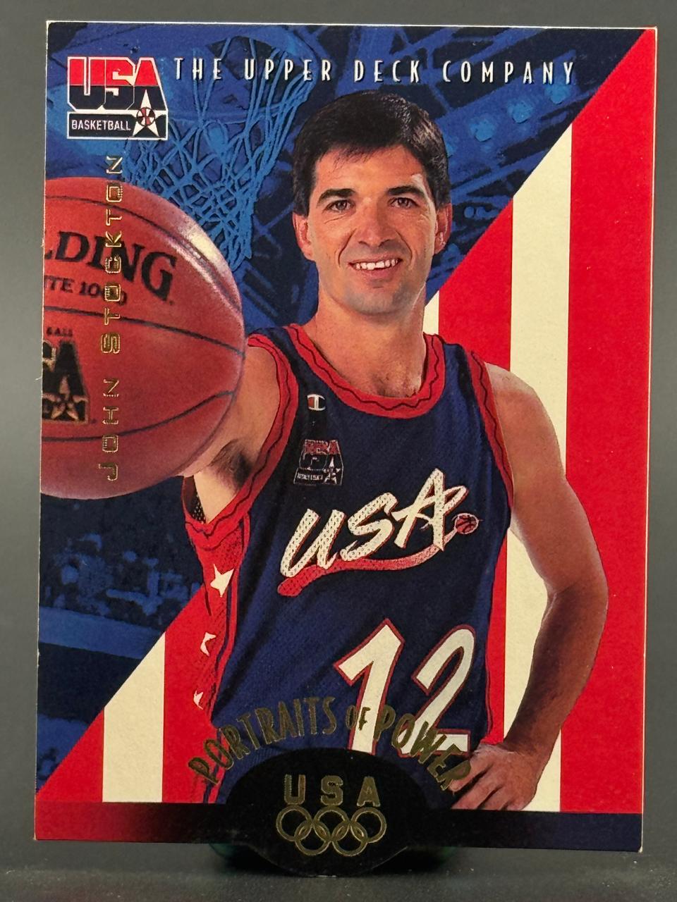 1992 Upper Deck USA Basketball John Stockton card #12, Portraits of Power insert.