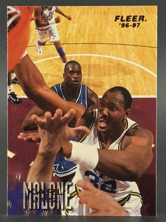 1996-97 Fleer Karl Malone basketball trading card.