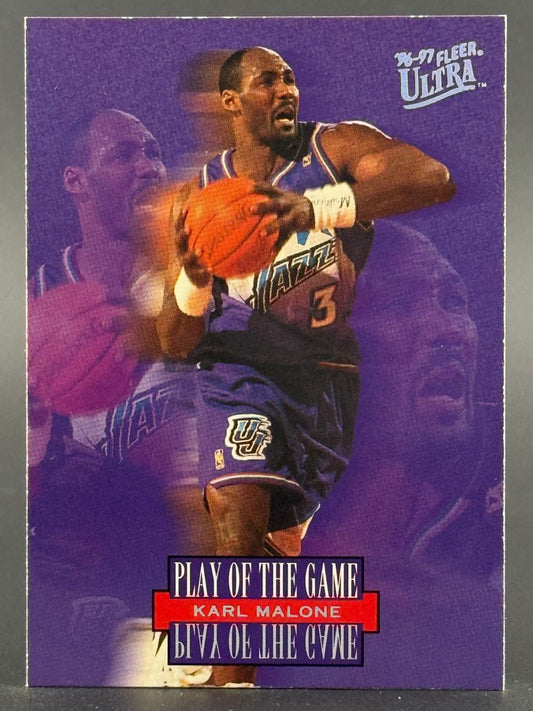 1996-97 Fleer Ultra Play of the Game Karl Malone trading card.