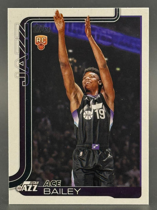 Ace Bailey Utah Jazz basketball trading card with RC rookie logo.
