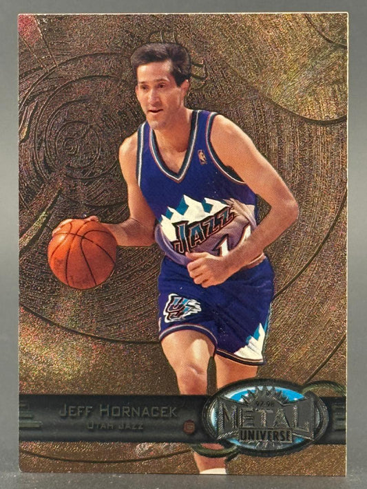 1997-98 Metal Universe Jeff Hornacek Utah Jazz basketball card.