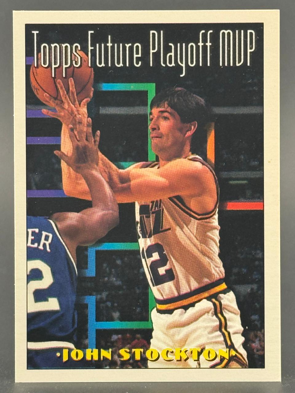 John Stockton basketball card, Topps Future Playoff MVP insert.