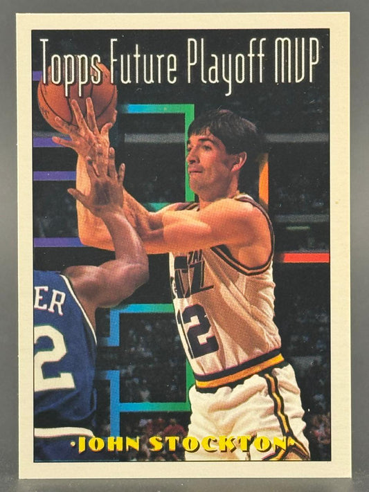 John Stockton basketball card, Topps Future Playoff MVP insert.