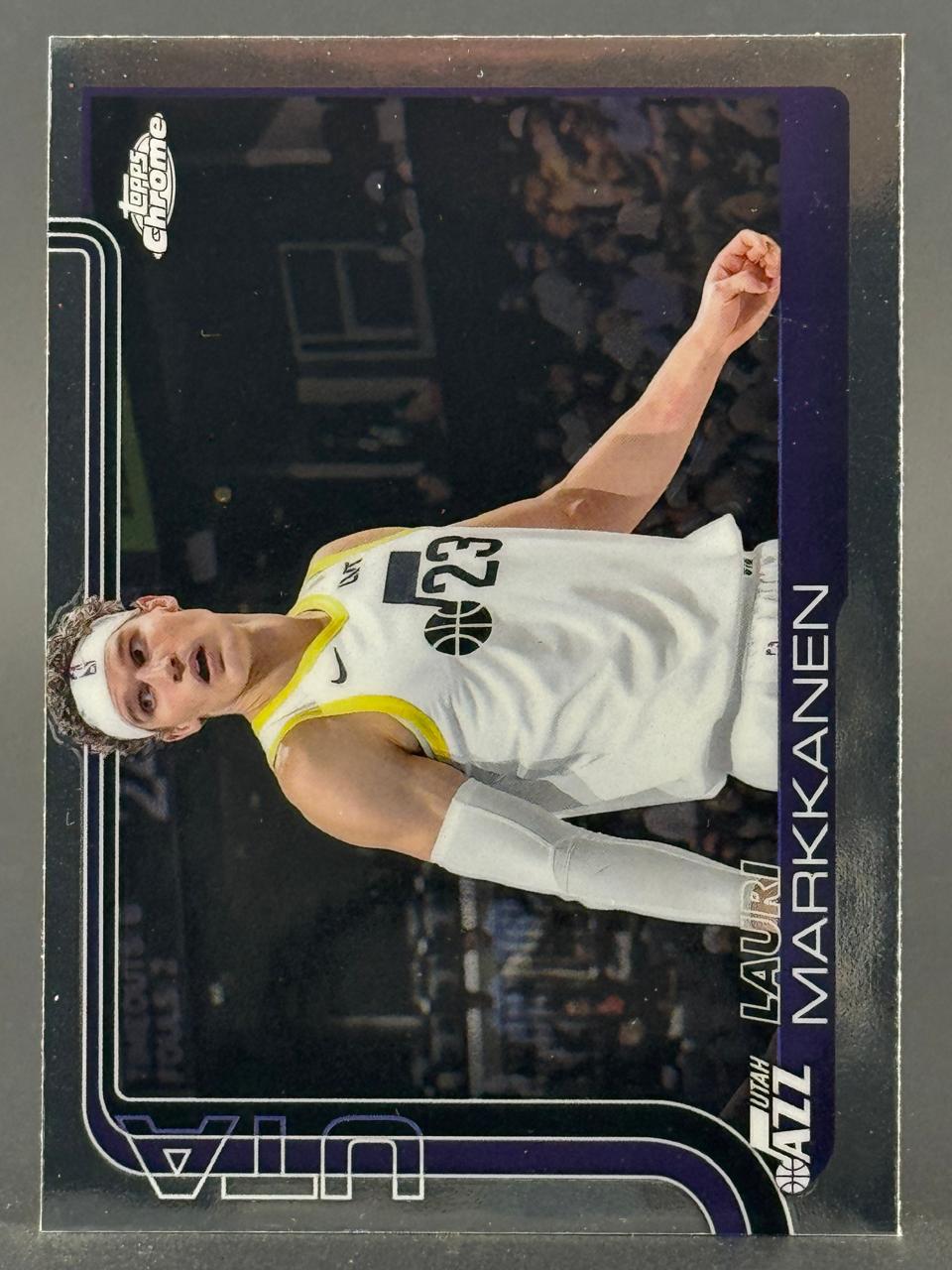 Lauri Markkanen Utah Jazz basketball trading card, Topps Chrome.