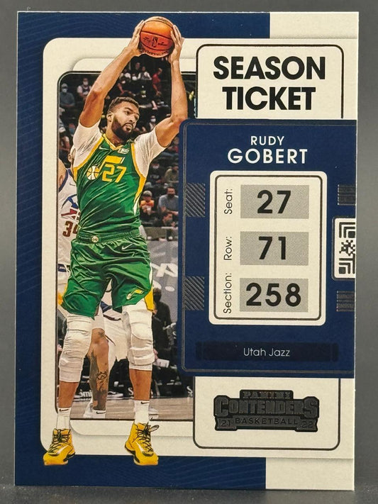 2021-22 Panini Contenders Season Ticket Rudy Gobert Utah Jazz basketball card.