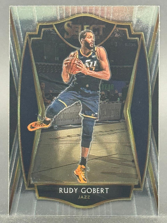 2020-21 Panini Select Rudy Gobert Utah Jazz basketball trading card.