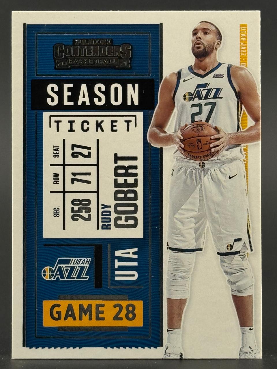 2020-21 Panini Contenders Season Ticket Rudy Gobert trading card, #28.