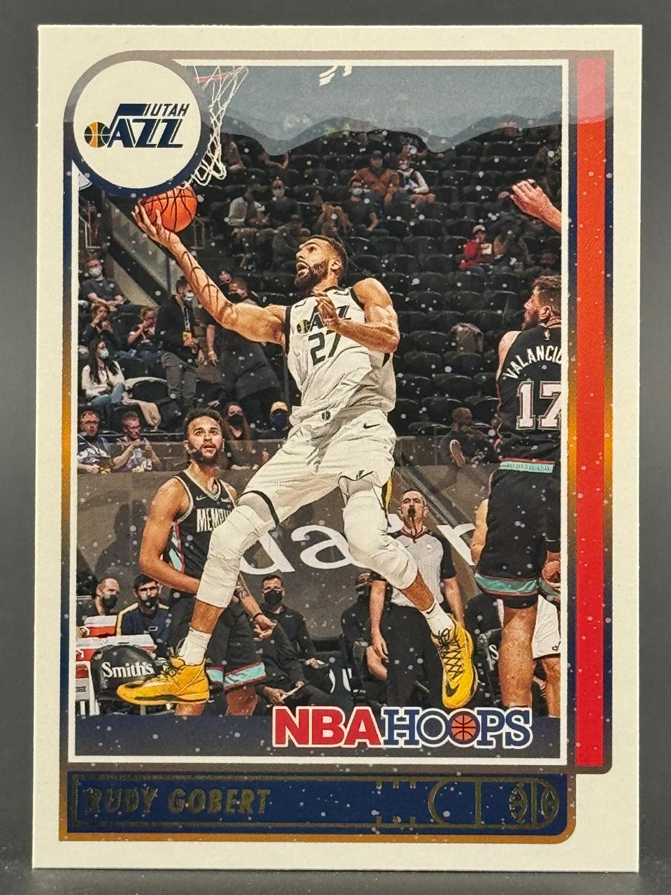 Rudy Gobert 2021-22 NBA Hoops trading card.