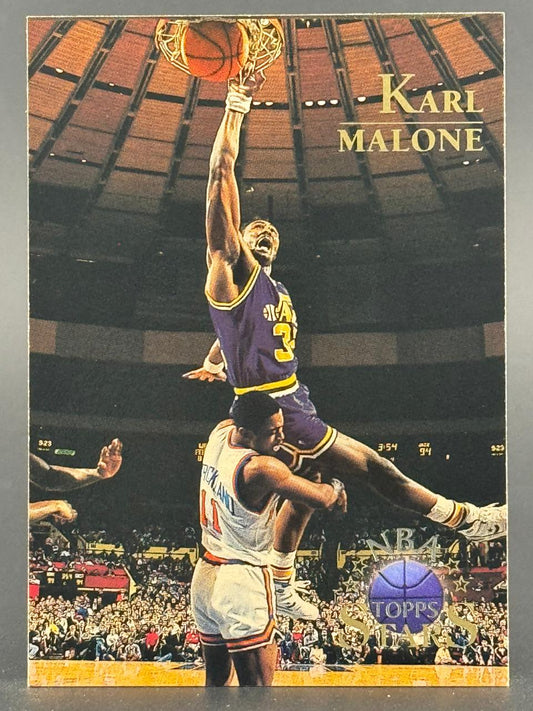 Karl Malone basketball trading card.