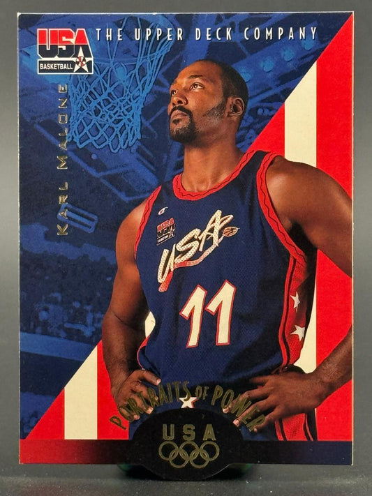 Karl Malone 1992 Upper Deck USA Basketball card #11, Portraits of Power.