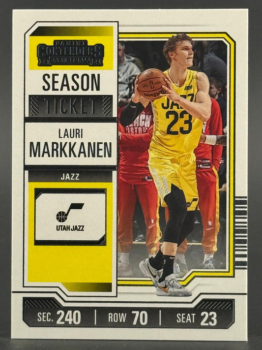 2023-24 Panini Contenders Lauri Markkanen Utah Jazz Season Ticket basketball card.