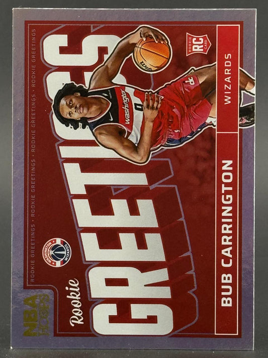 Bub Carrington Rookie Greetings trading card, featuring him in a Washington Wizards uniform.