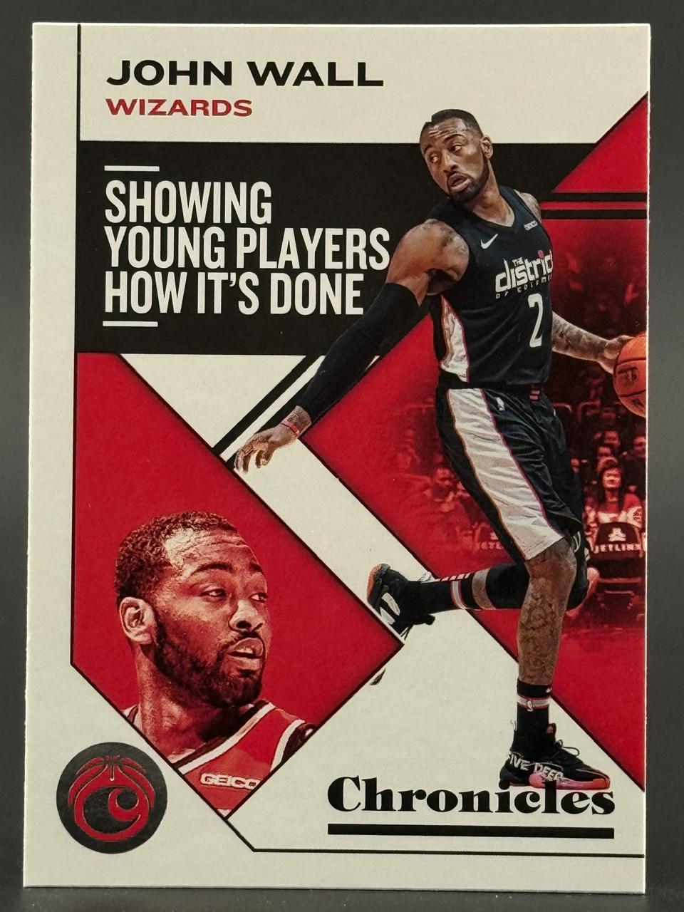 John Wall 2019-20 Chronicles trading card featuring the Washington Wizards player dribbling a basketball.