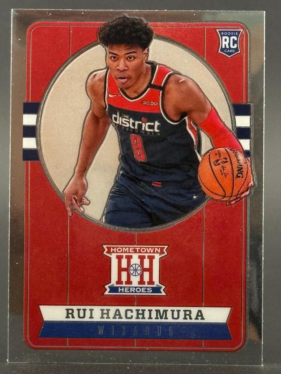 Rui Hachimura 2019 Hometown Heroes rookie card dribbling a basketball.
