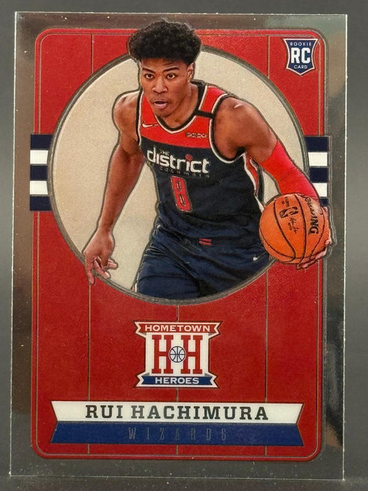 Rui Hachimura 2019 Hometown Heroes rookie card dribbling a basketball.
