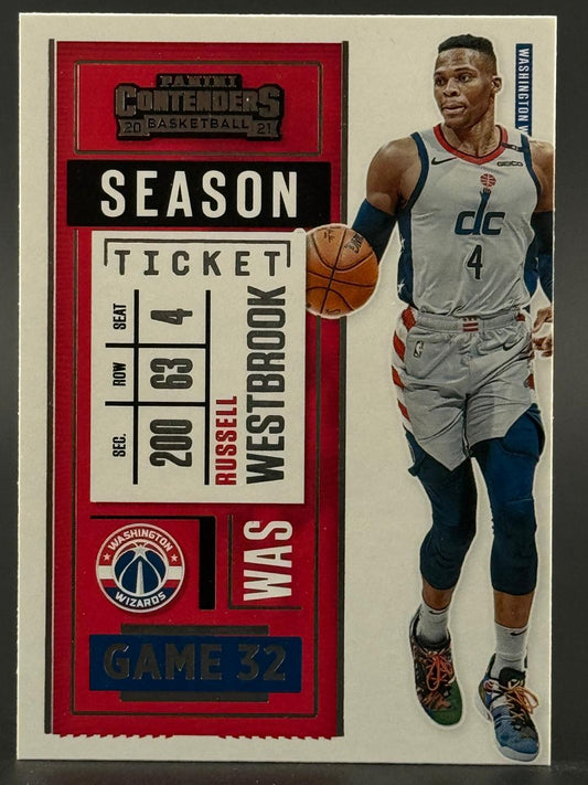 2020-21 Panini Contenders Russell Westbrook Season Ticket basketball card, Washington Wizards.
