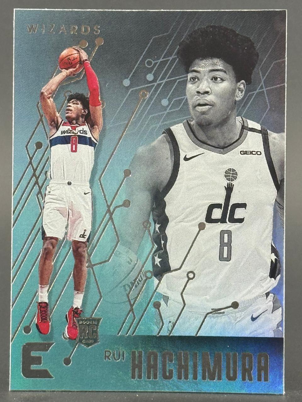 Rui Hachimura 2019-20 Panini Donruss Optic Rookie Card #157 in Wizards uniform.