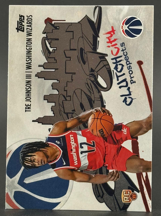 Tre Johnson III Washington Wizards Topps Clutch City Prospects basketball card.