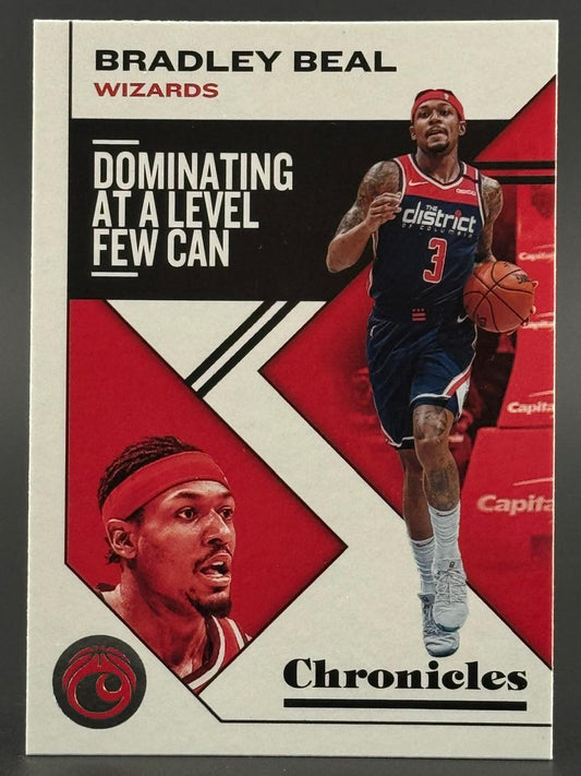 Bradley Beal basketball card from Chronicles set, featuring him dribbling and a close-up portrait.