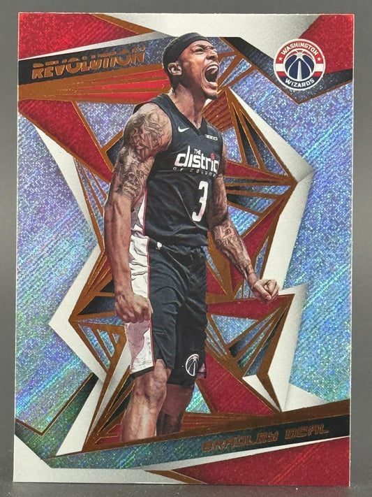 Bradley Beal Washington Wizards Revolution trading card with a geometric, holographic background.