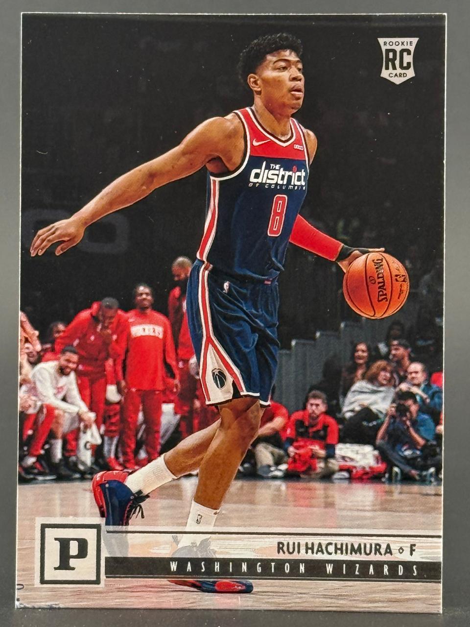 Rui Hachimura 2019-20 Panini basketball trading card dribbling in uniform.