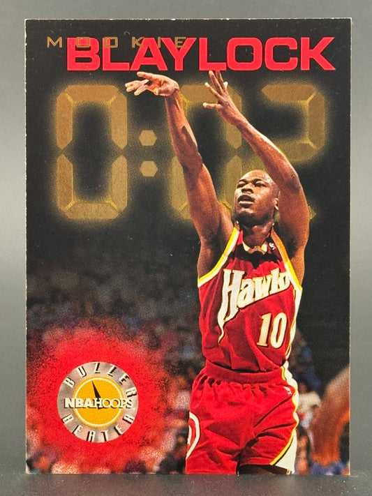 Mookie Blaylock 1990 NBA Hoops Buzzer Beater trading card.