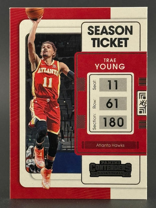 2021-22 Panini Contenders Season Ticket basketball card of Trae Young, Atlanta Hawks, number 11.
