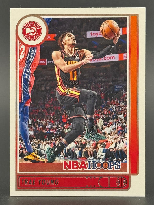 Trae Young 2021-22 NBA Hoops basketball card (#11).