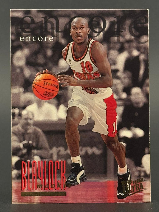 1992 Fleer Ultra Mookie Blaylock basketball card dribbling a ball.