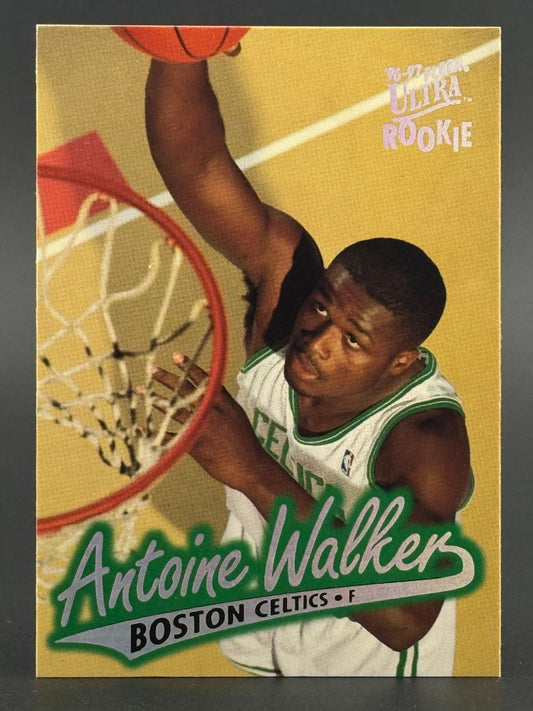 1996-97 Fleer Ultra Antoine Walker Rookie card showing him dunking.