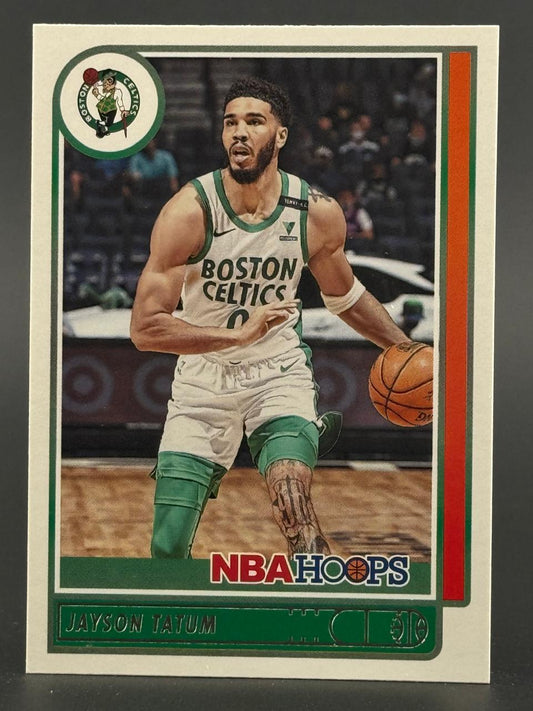 Jayson Tatum basketball trading card, NBA Hoops.