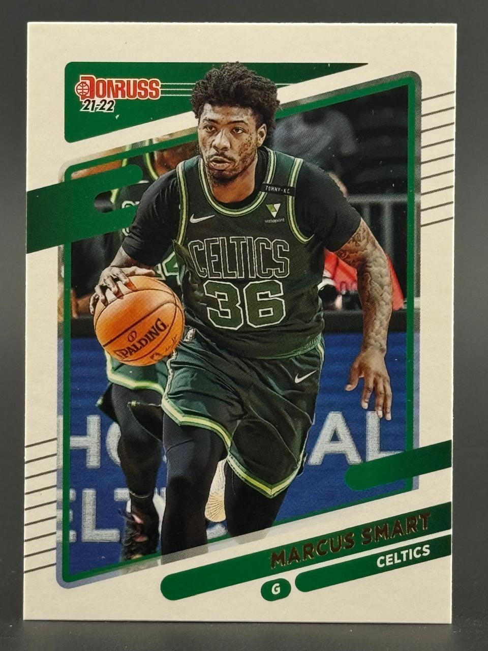 21-22 Donruss Marcus Smart Celtics basketball card #36 dribbling.
