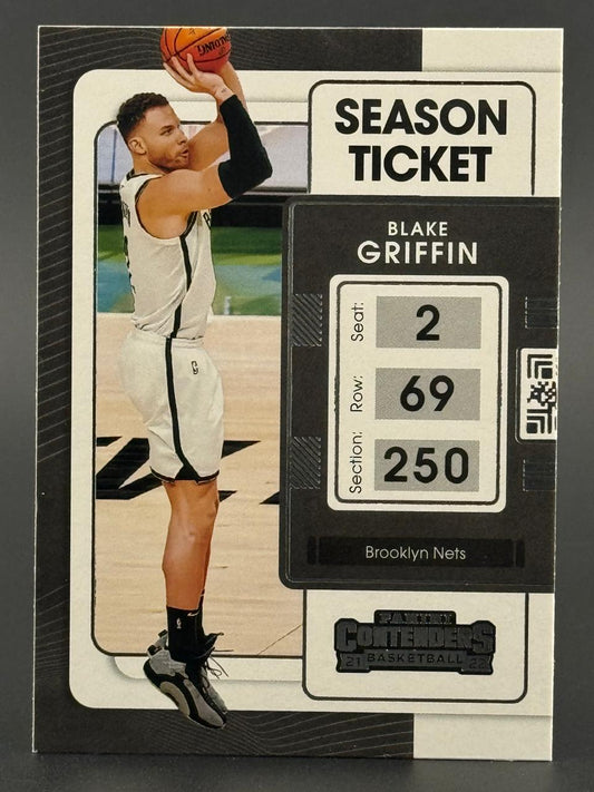 21-22 Panini Contenders Season Ticket Blake Griffin #2 basketball card with player shooting.