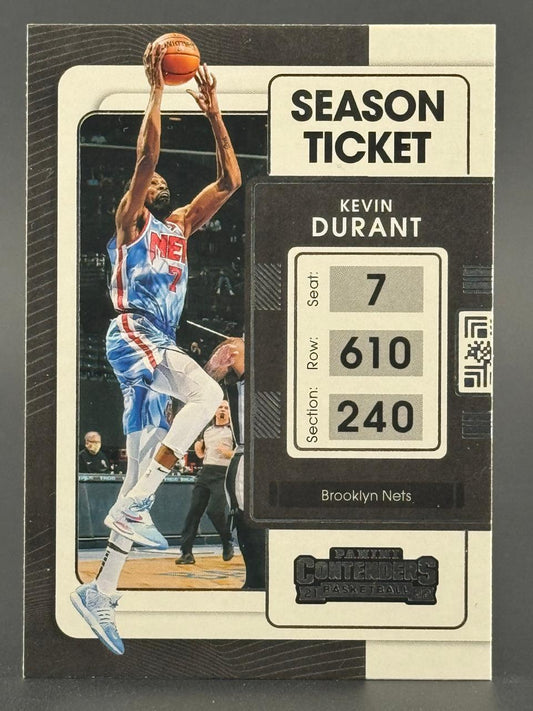 2021-22 Panini Contenders Season Ticket Kevin Durant Brooklyn Nets basketball card.