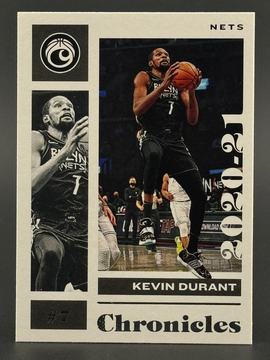 2020-21 Panini Chronicles Kevin Durant basketball trading card, Brooklyn Nets.