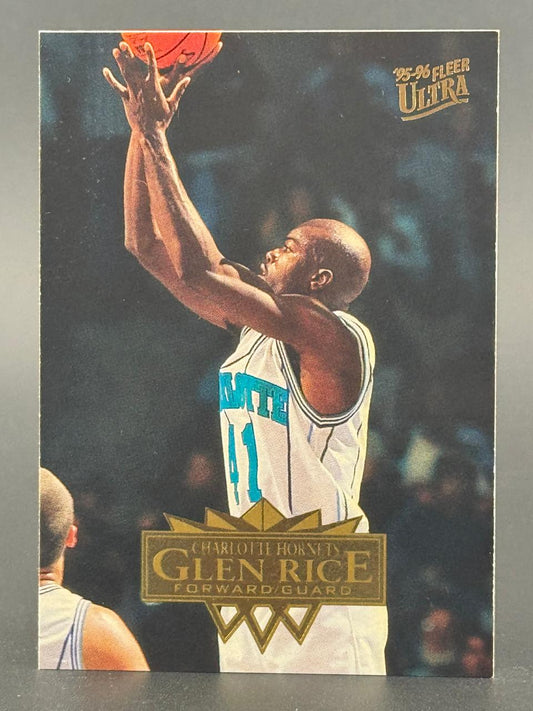 1995-96 Fleer Ultra Glen Rice Charlotte Hornets basketball card.