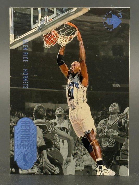 Glen Rice Hornets basketball card, Upper Deck UD3 Aerial Artists insert.
