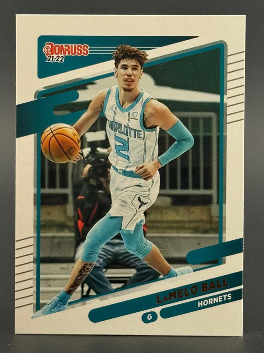 2021-22 Donruss LaMelo Ball Charlotte Hornets basketball card.