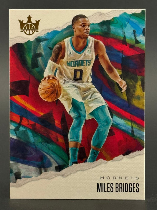 Miles Bridges 2019-20 Panini Court Kings basketball trading card dribbling against a colorful background.